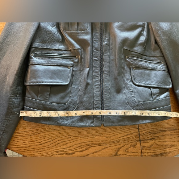 Vintage Genuine leather sz12 crop jacket 6 pockets - Picture 15 of 16
